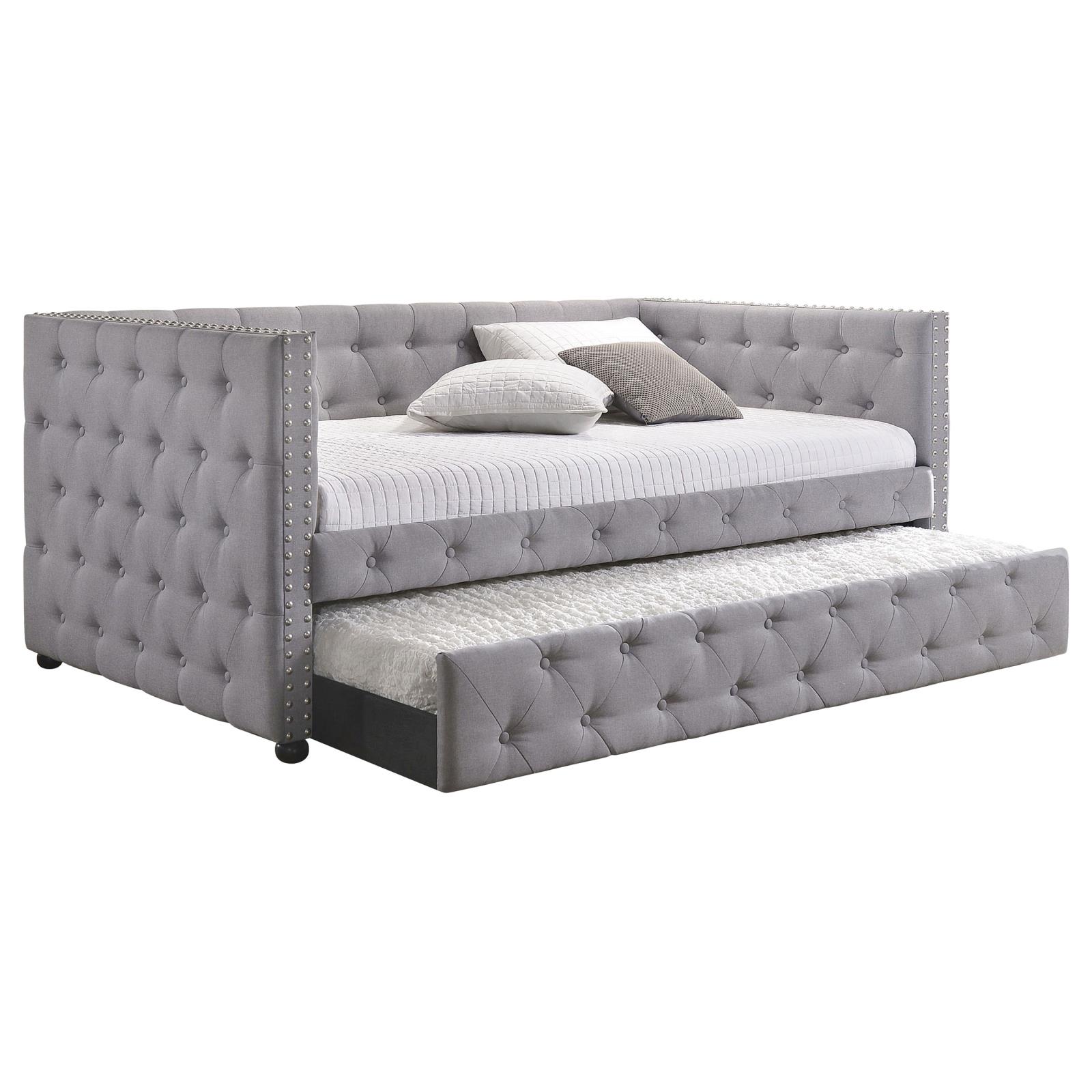 Mockern Upholstered Twin Daybed with Trundle Grey - Image 3