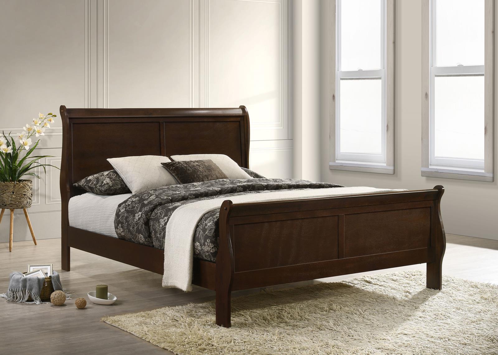 Louis Philippe Wood Queen Sleigh Bed Cappuccino - Image 2