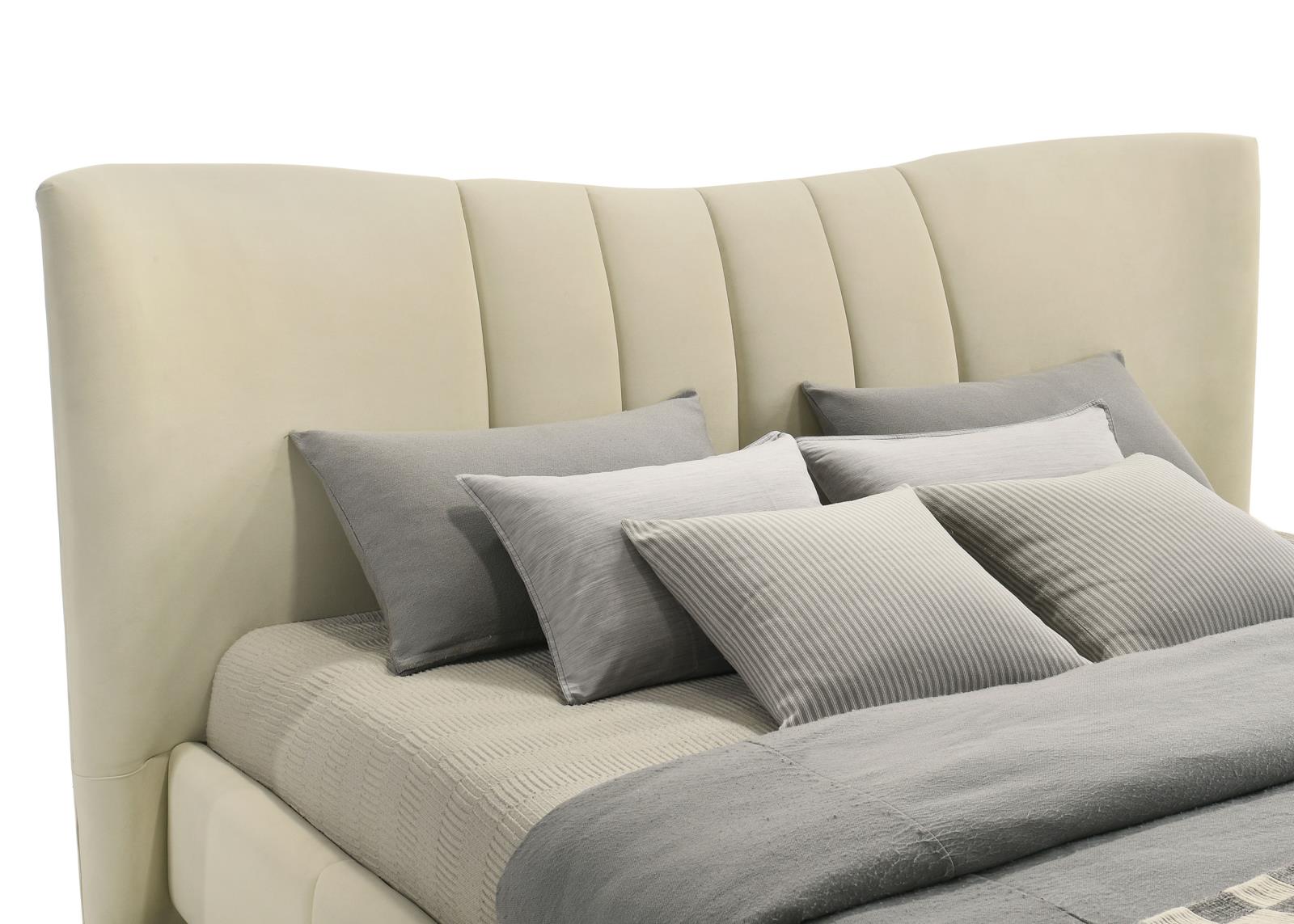 Evelyn Upholstered Eastern King Panel Platform Bed Ivory - Image 9