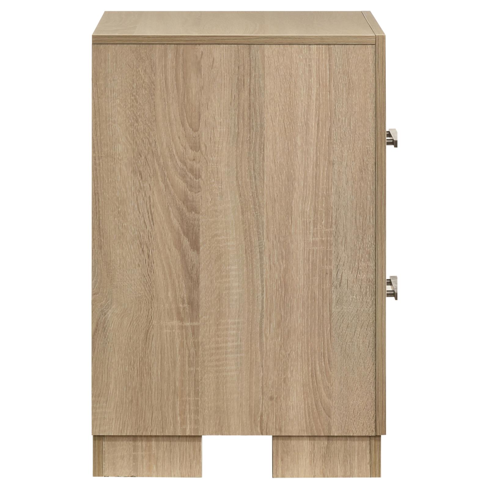 Arielle 2-Drawer Nightstand with Concealed Casters Light Oak - Image 6