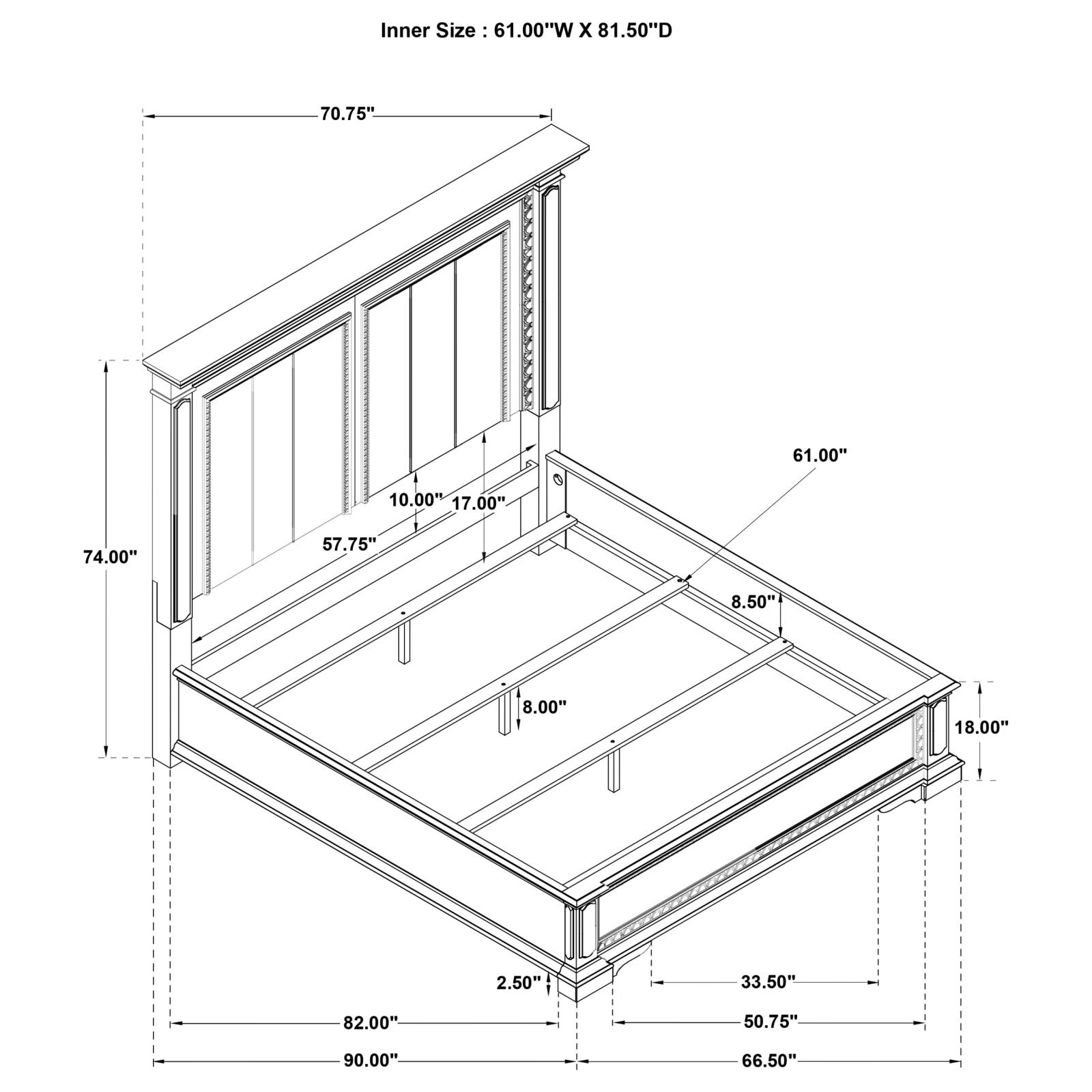 McKinney Queen LED Light Panel Bed Vintage White - Image 11
