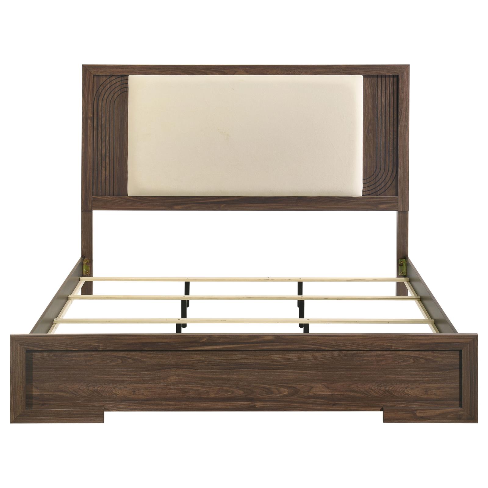 Etienne Eastern King Velvet Upholstered Panel Bed Walnut - Image 4
