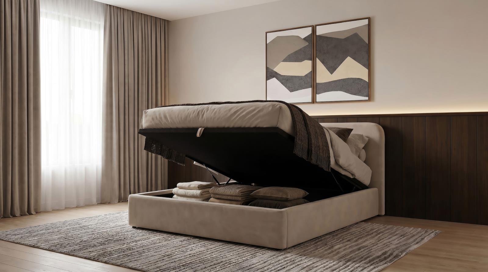Anders Upholstered Queen Storage Lift Platform Bed - Image 11