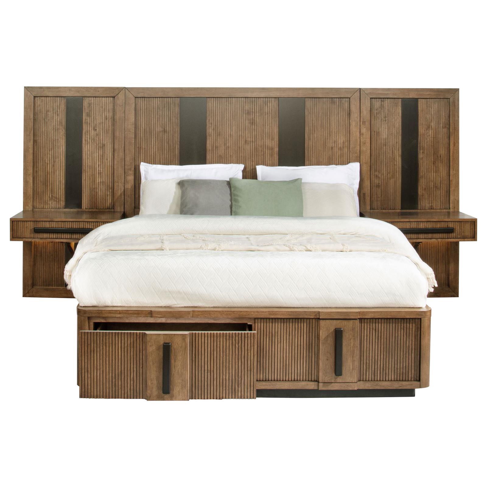 Terrace 2-piece Wall Panel with Nightstand Set Ash Brown - Image 3