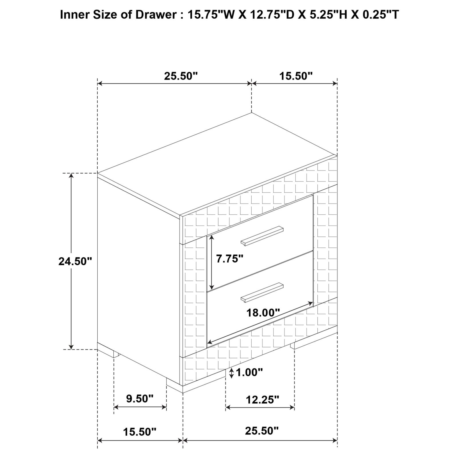 Ives 2-drawer Nightstand Bedside Table White High Gloss - Image 13