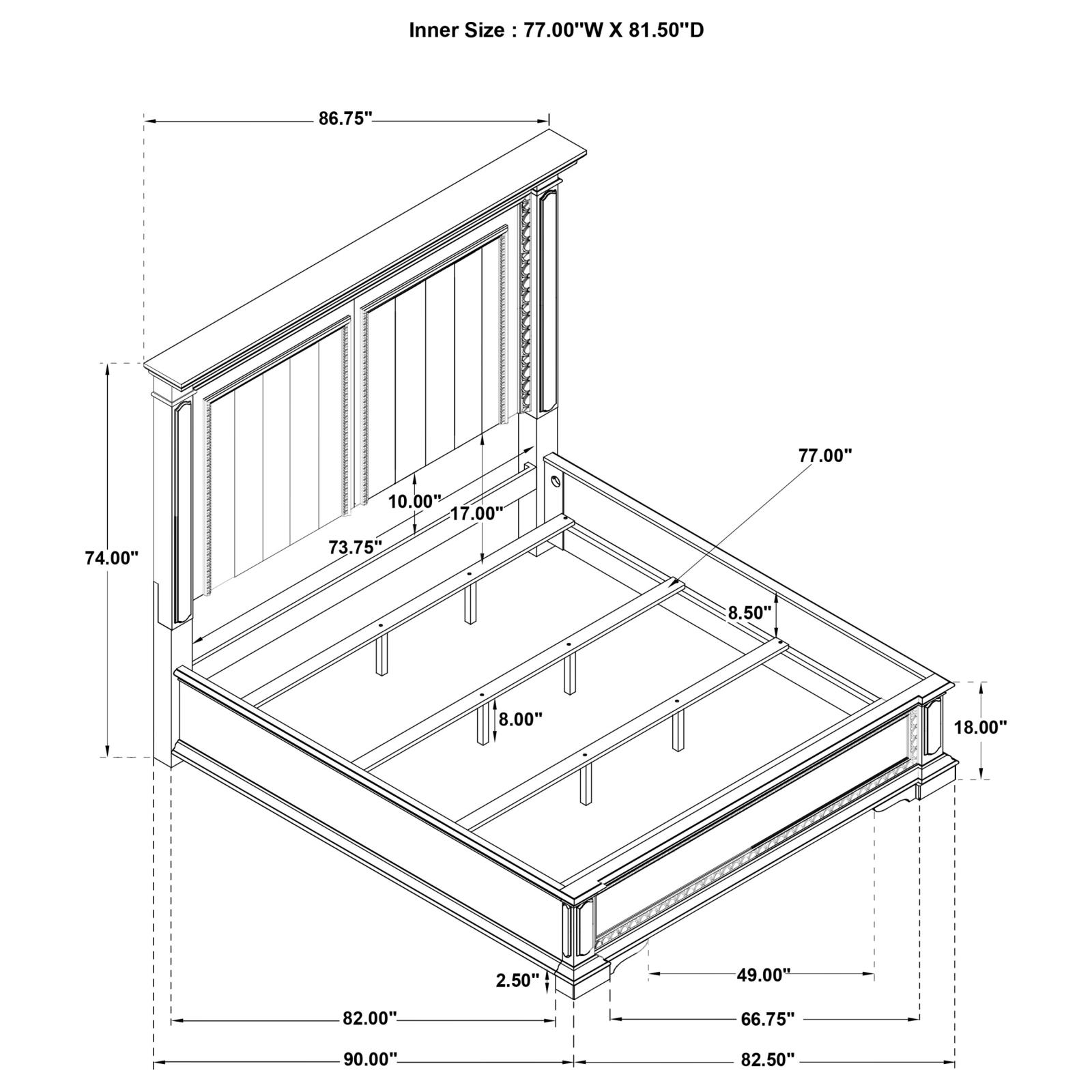 McKinney Eastern King LED Light Panel Bed Vintage White - Image 11