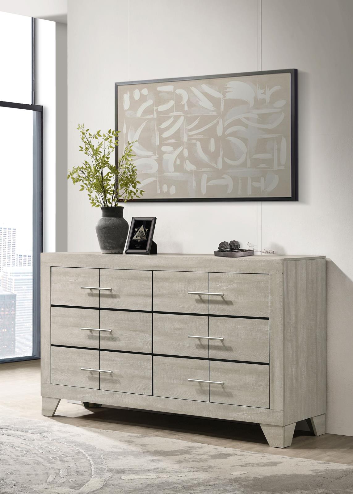 Trenton 6-drawer Bedroom Dresser Rustic Cream - Image 2