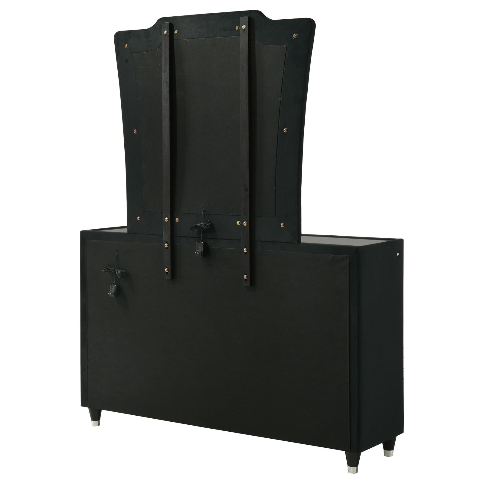 Lorient 8-drawer LED Dresser with Mirror Black - Image 8