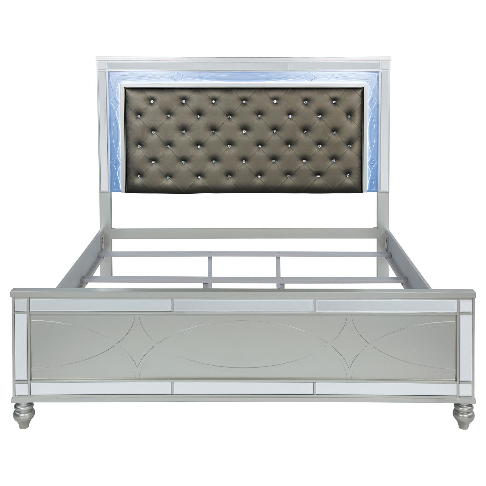 Gunnison Wood Eastern King LED Panel Bed Silver Metallic - Image 4