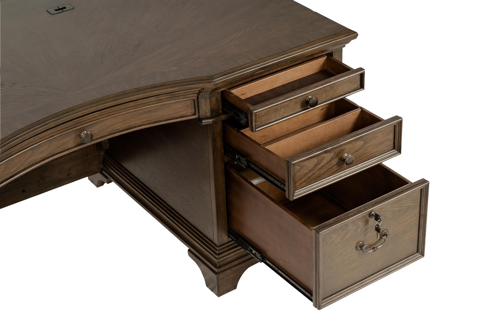 Hartshill 72-inch 7-drawer Executive Desk Burnished Oak - Image 12