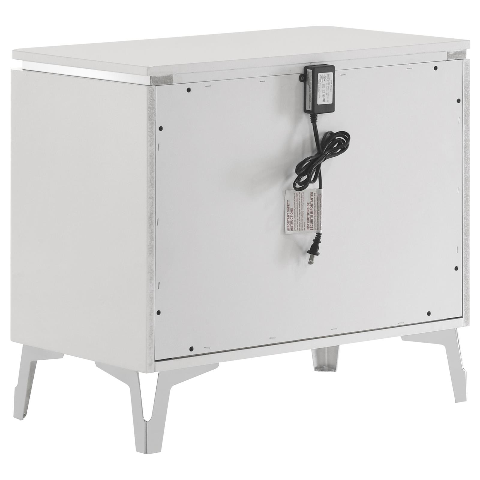 Cassia 2-drawer Nightstand Bedside Table White High Gloss - Image 4