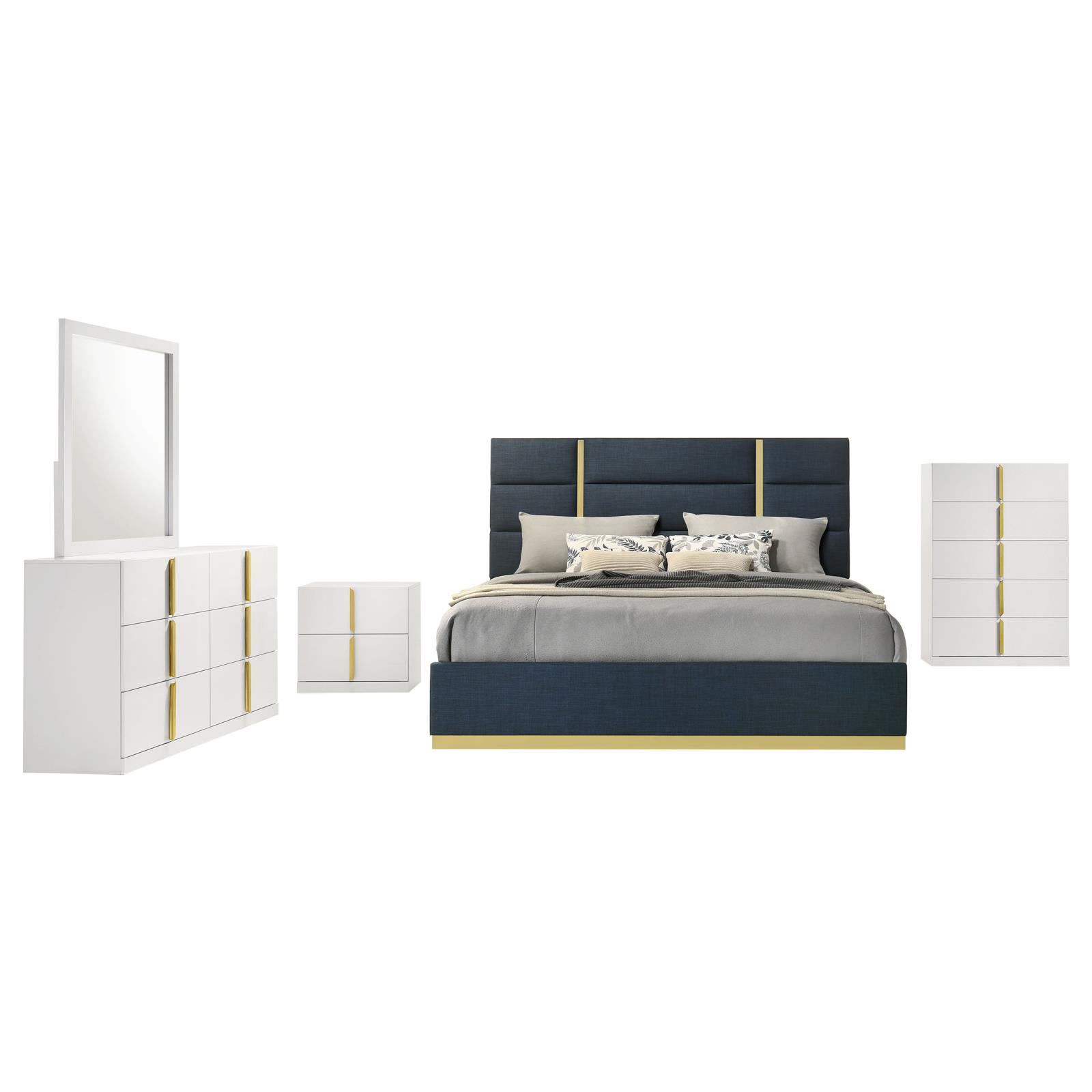 Ines Bedroom Set Navy and White High Gloss - Image 20