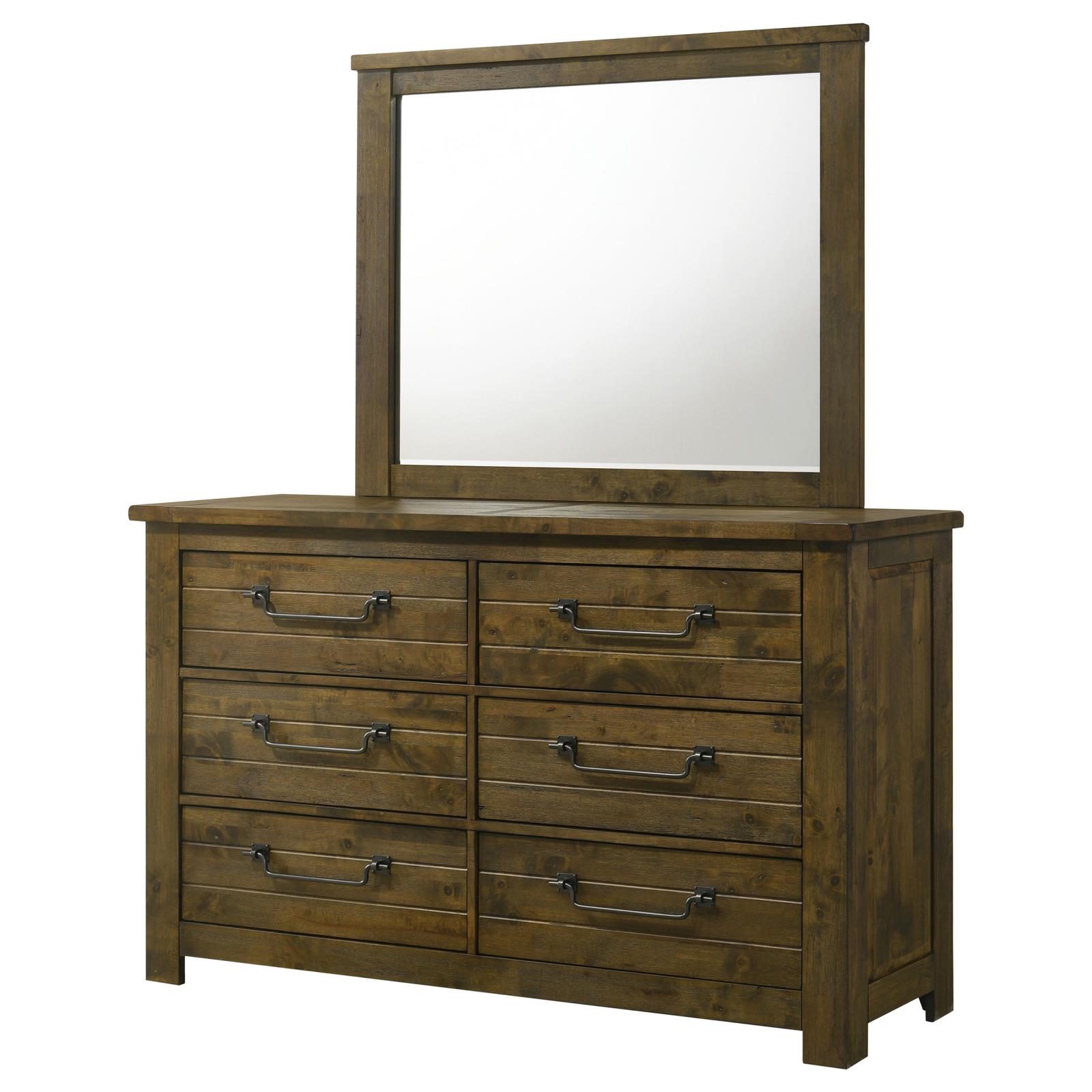 Doherty 6-drawer Dresser with Mirror Rustic Brown - Image 4