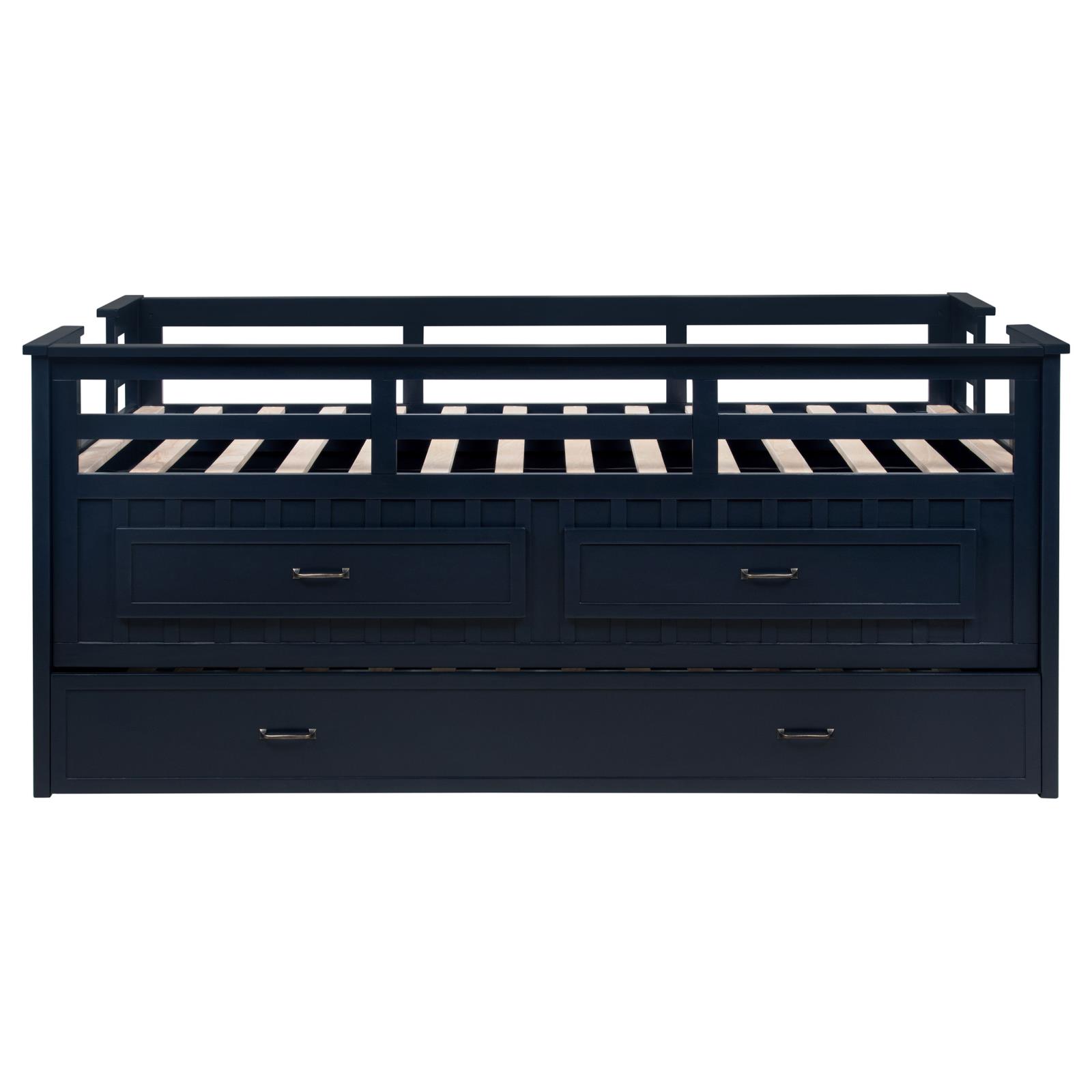 Carlsbad Wood Twin Captains Bed With Trundle Navy Blue - Image 7