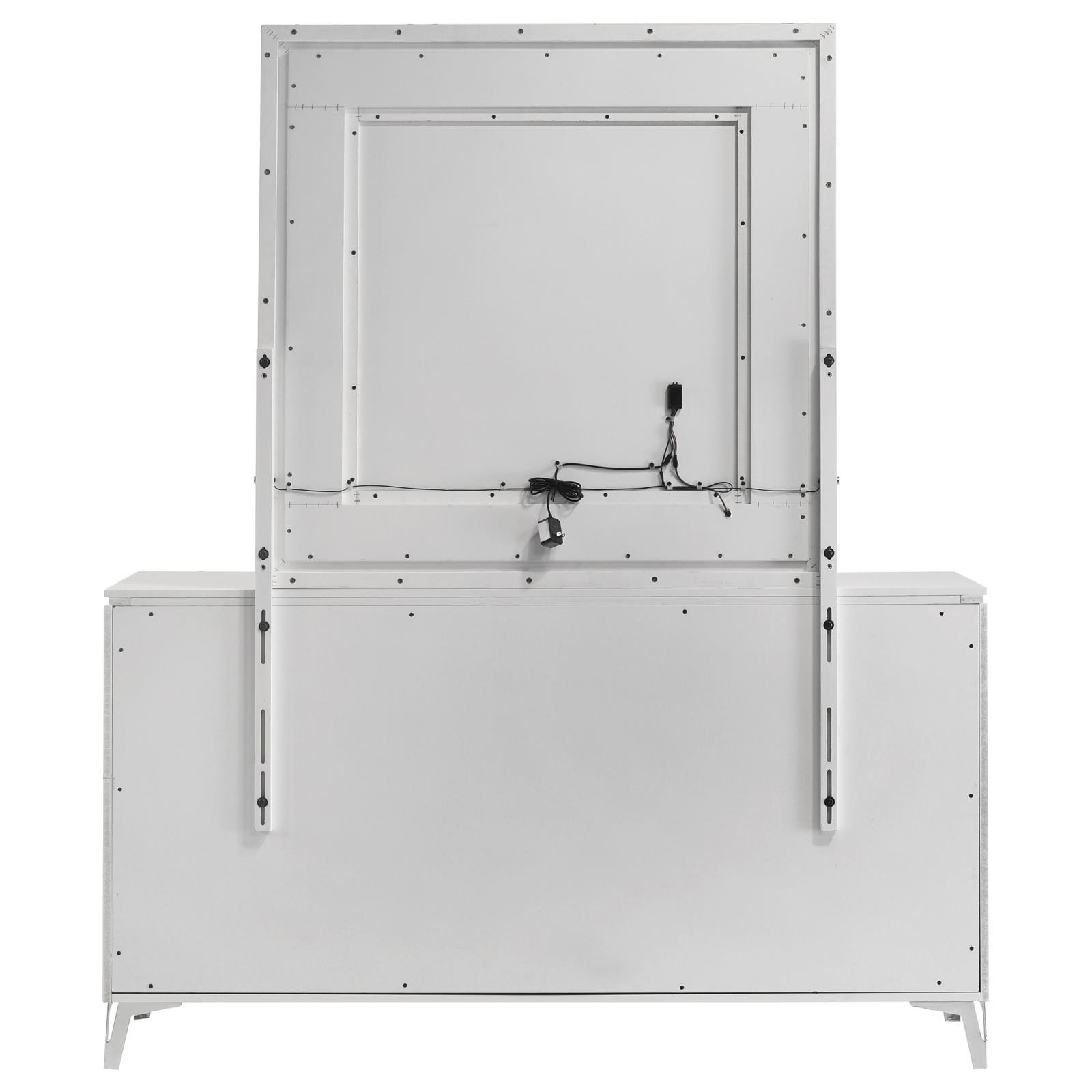 Cassia 6-drawer Dresser Cabinet with Mirror White High Gloss - Image 5