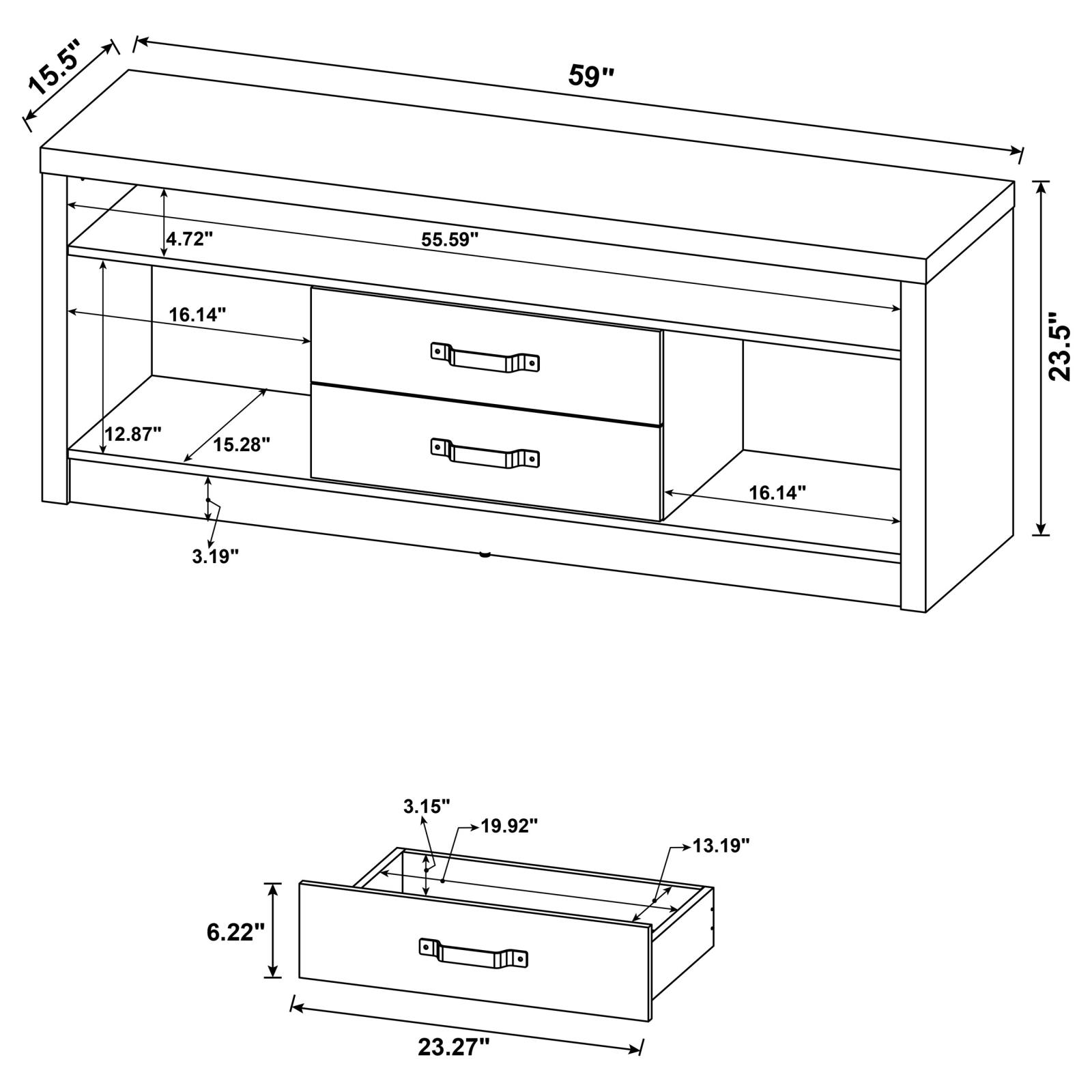 Burke 2-drawer Engineered Wood 59-inch TV Stand Grey Driftwood - Image 10