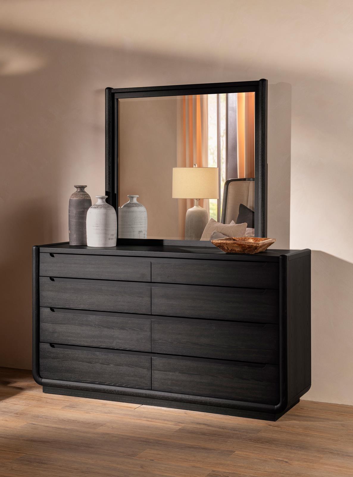 Leandro 8-drawer Bedroom Dresser with Mirror Burnished Black - Image 2