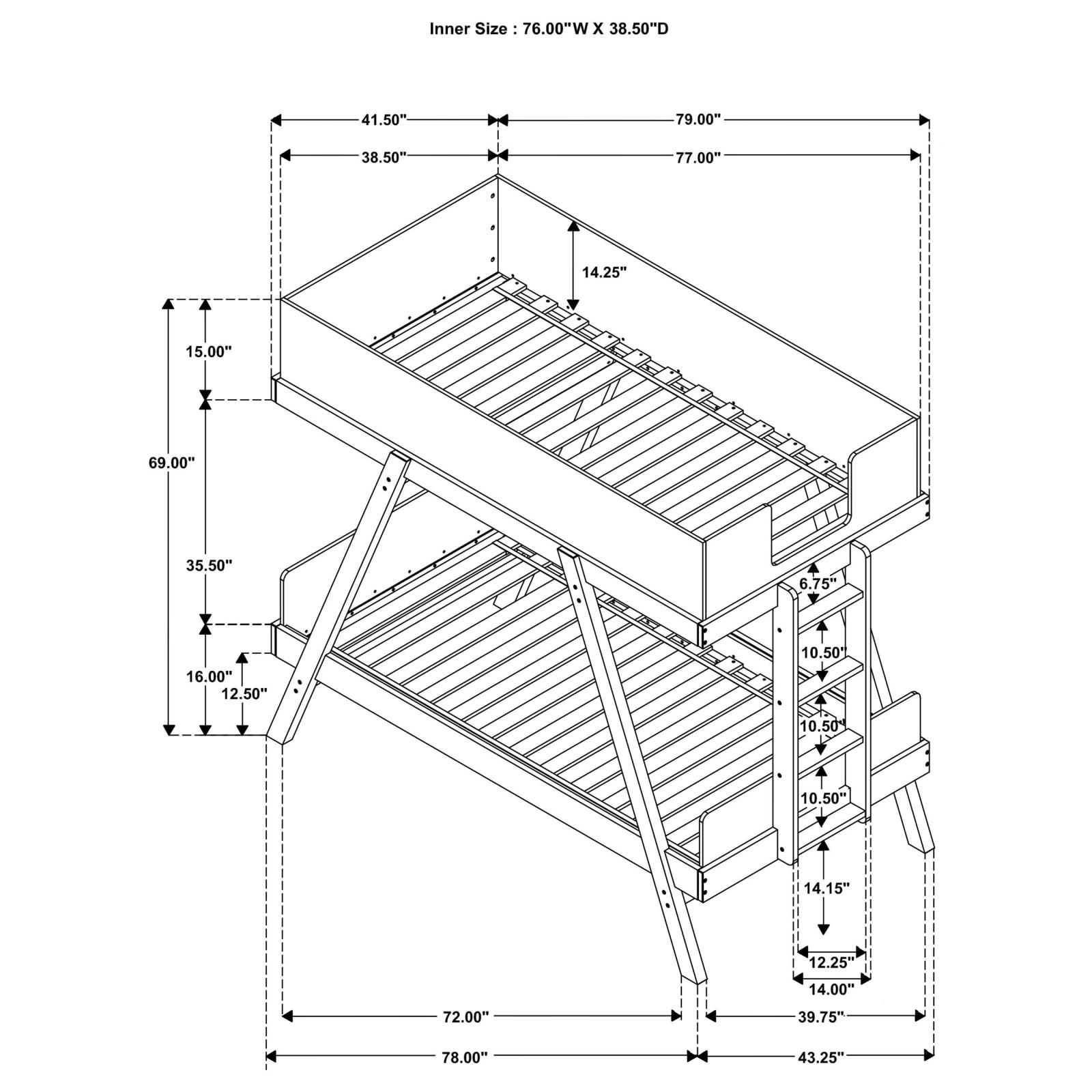Frankie Twin Over Twin Bunk Bed with 7-inch Mattresses - Image 6