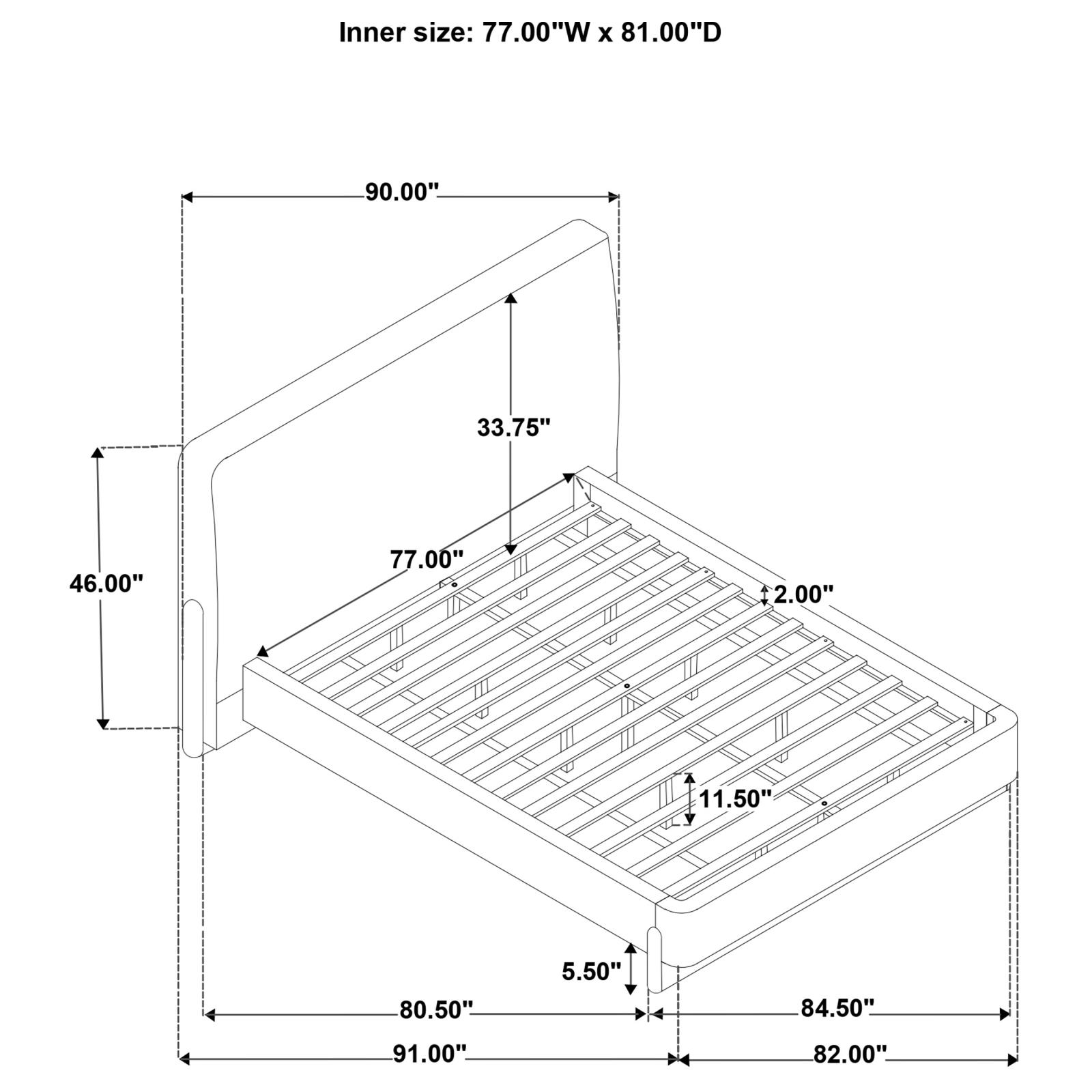 Baldacci Upholstered Eastern King Platform Bed Curry and Walnut - Image 11