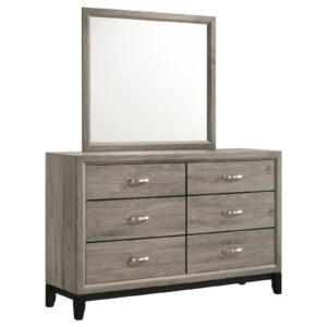 Valen 6-drawer Bedroom Dresser and Mirror Light Taupe
