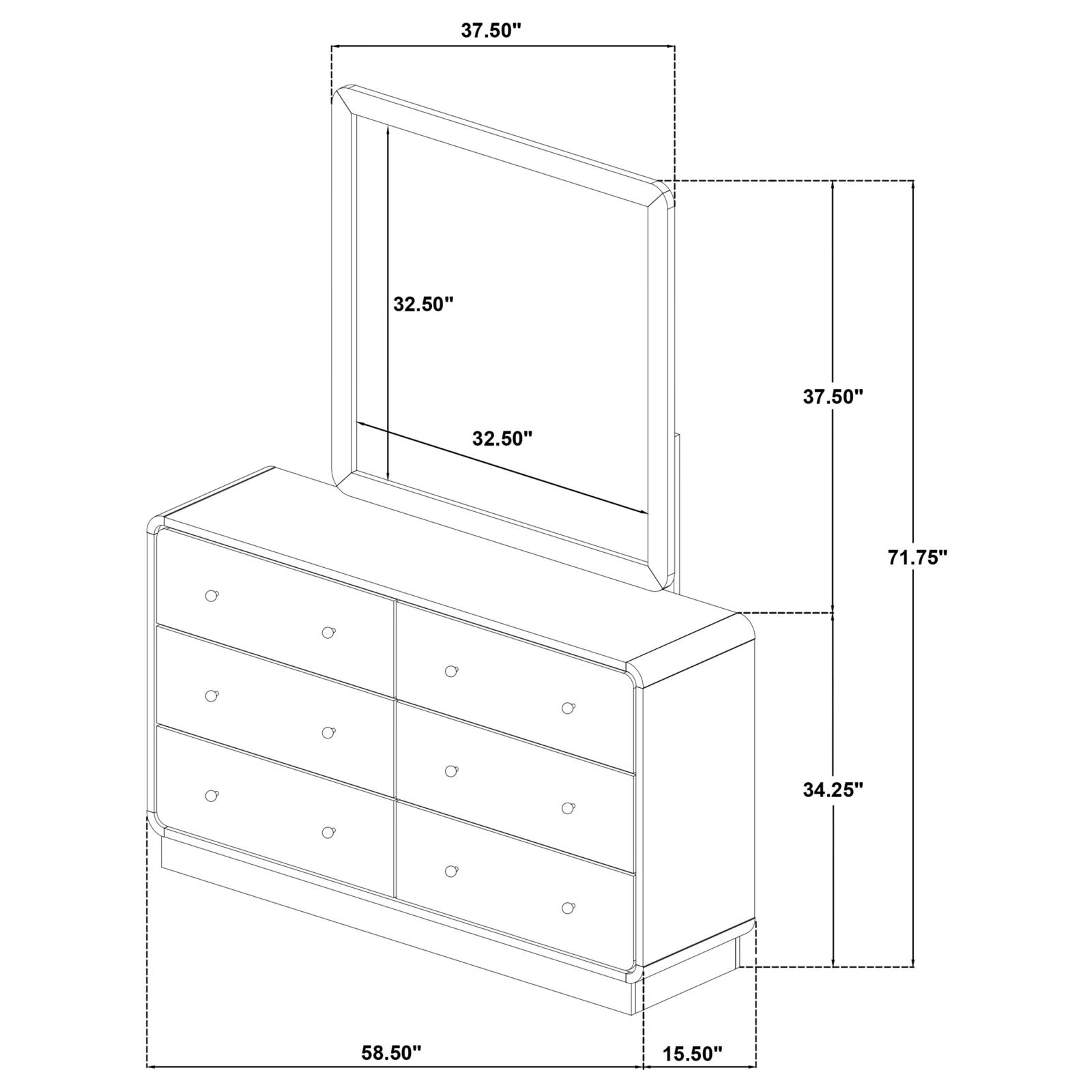Cavelle 6-drawer Dresser and Mirror Black - Image 13