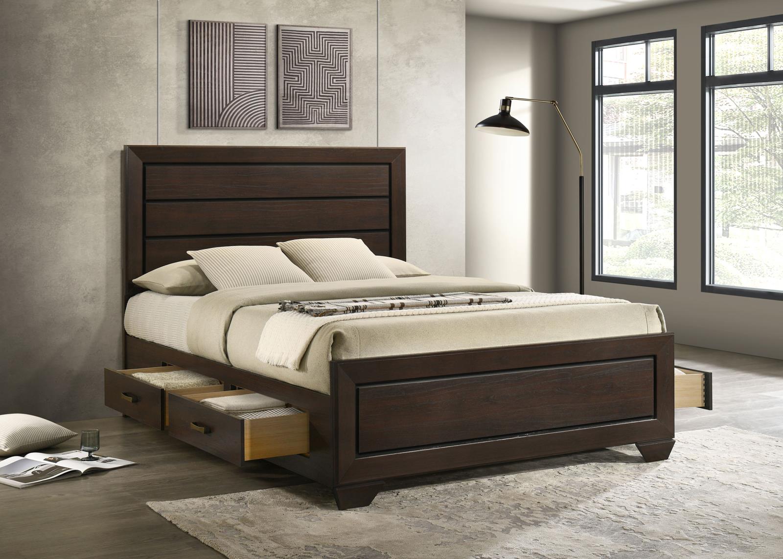 Kauffman Wood Queen Storage Panel Bed Dark Cocoa - Image 3