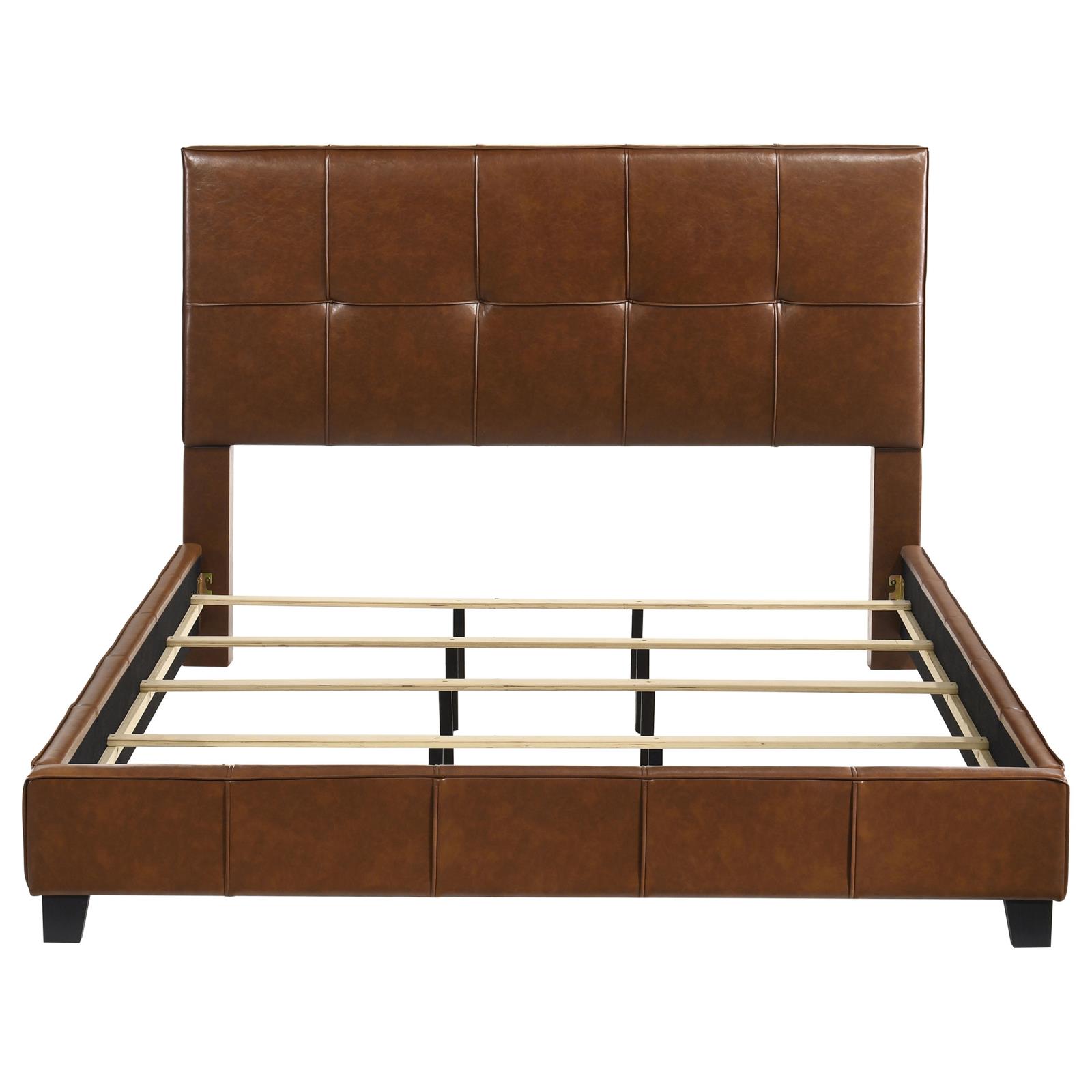 Farrell California King Faux Leather Panel Bed Brown - Image 4