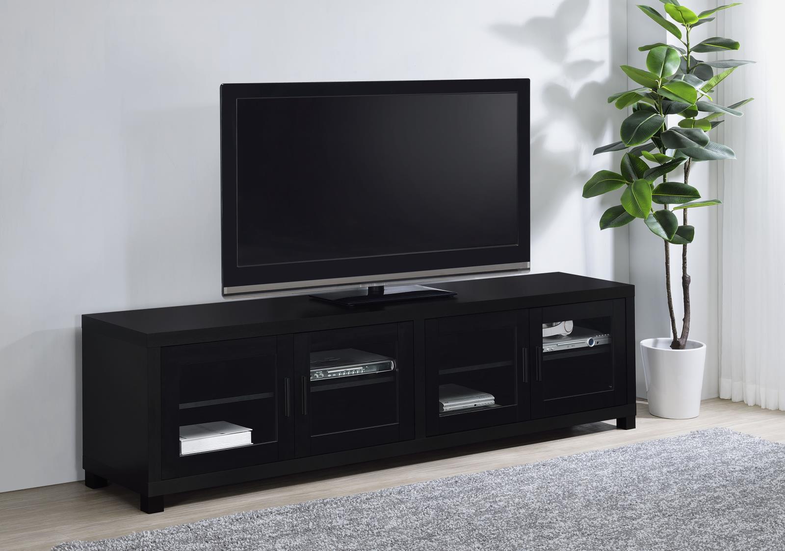 Sachin 4-door Engineered Wood 79-inch TV Stand Black - Image 2