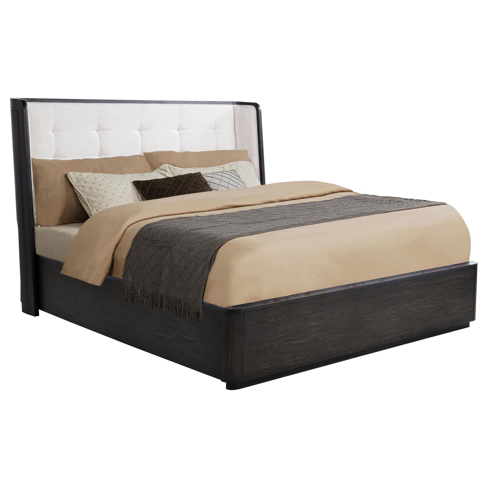 Leandro 55-inch Eastern King Wingback Bed Burnished Black - Image 3