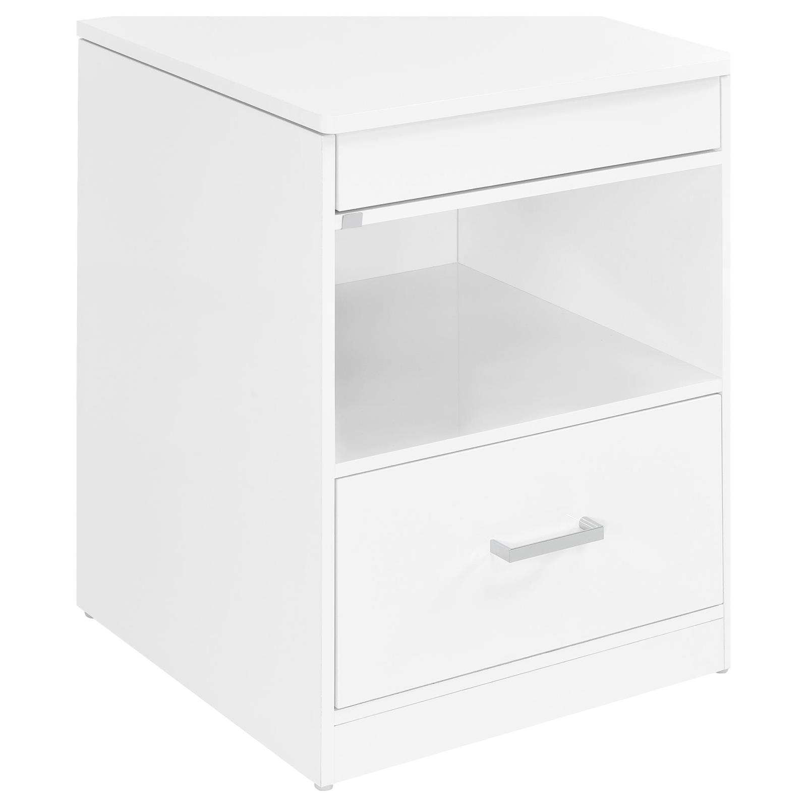 Fabre 1-drawer Extendable Top Nightstand Bedside Table White High Gloss - Image 2