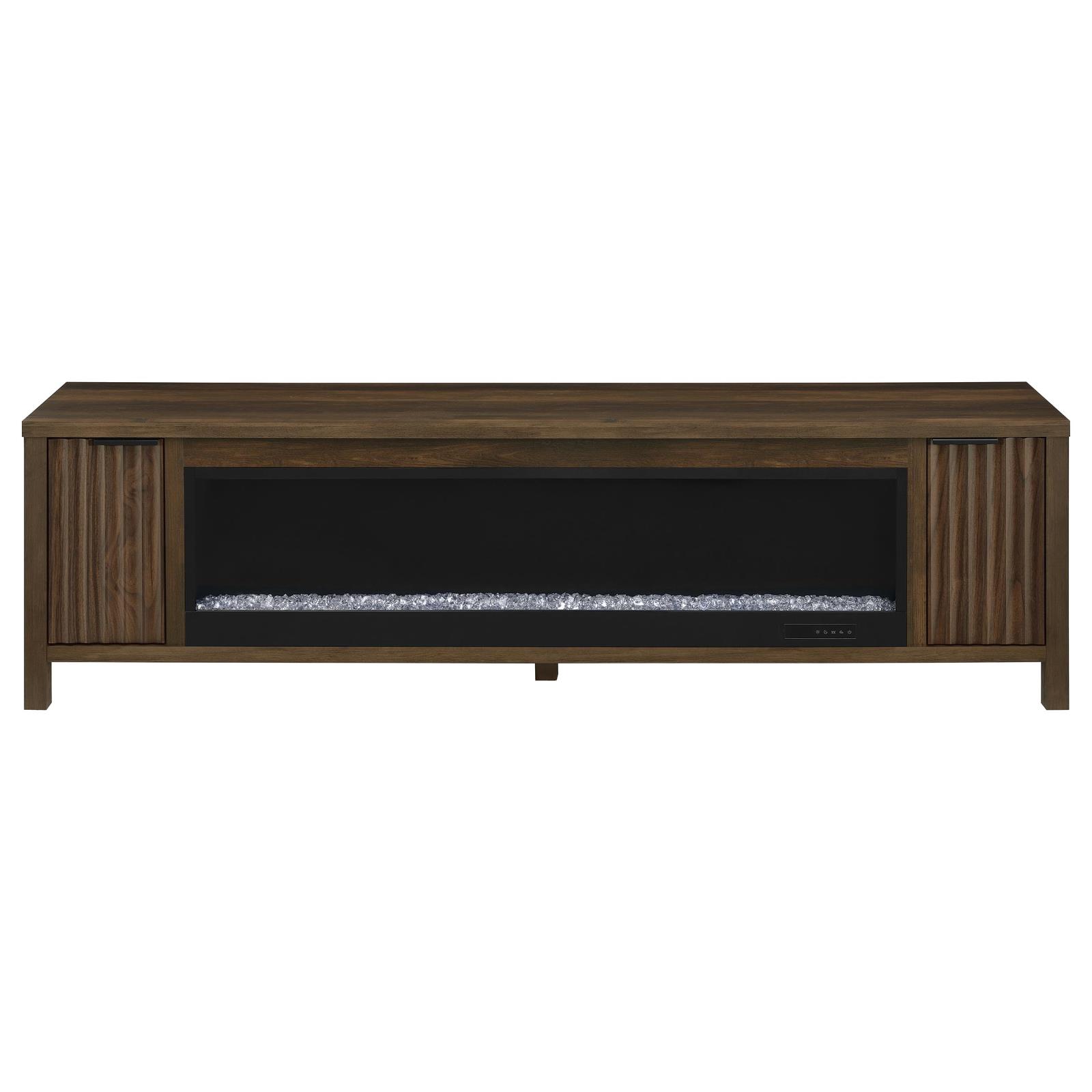Carey 79-inch TV Stand Fireplace Media Console Dark Pine - Image 4