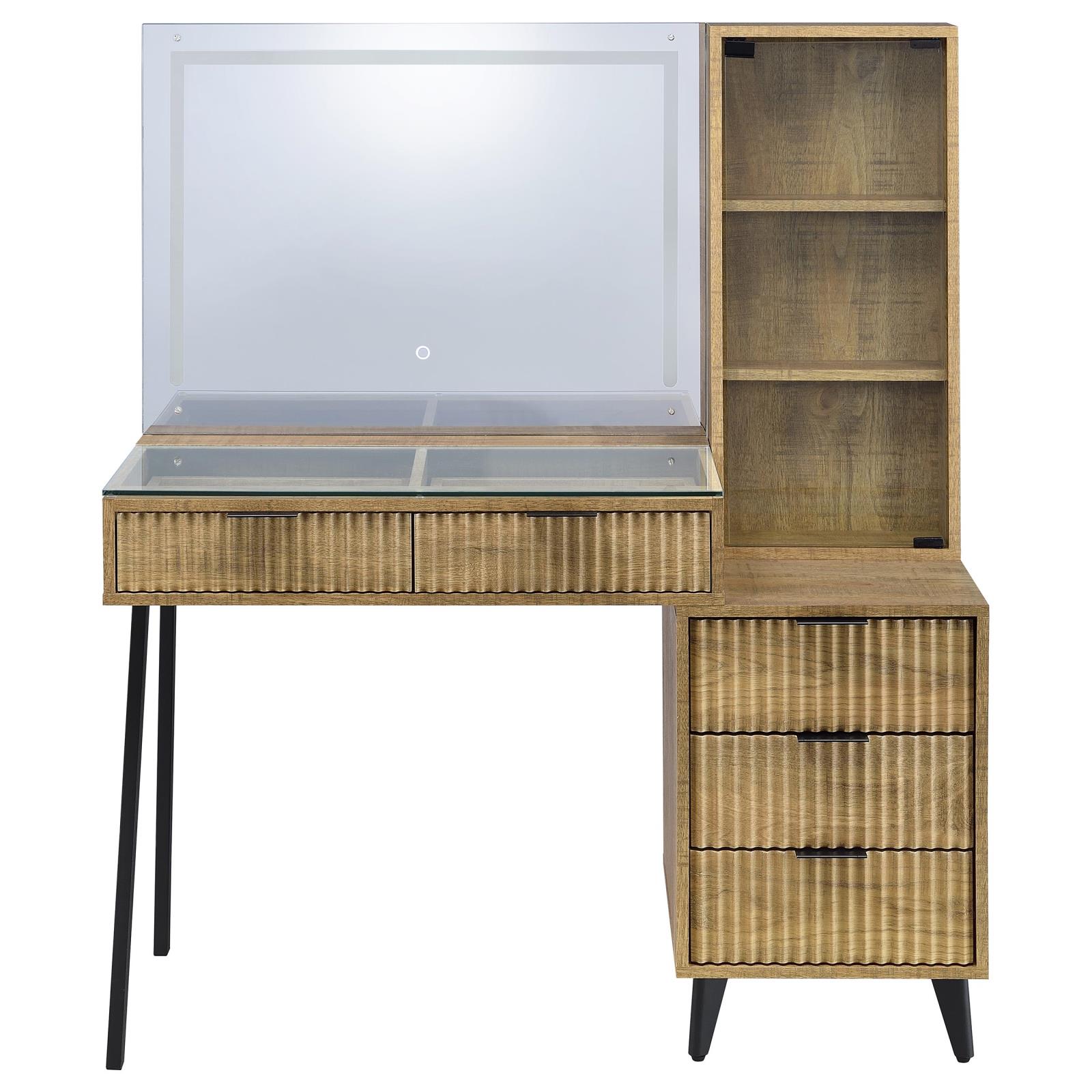 Souza 5-Drawer Makeup Vanity Table With LED Mirror Mango - Image 6