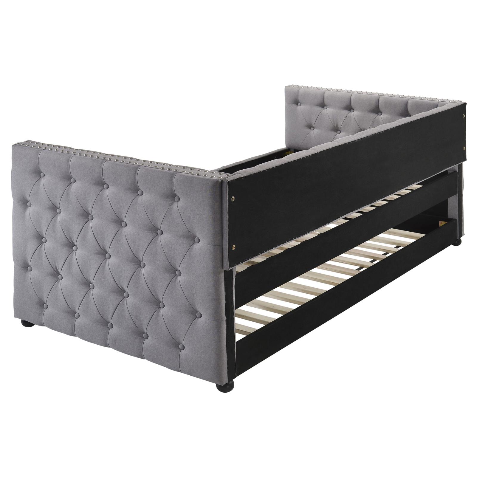 Mockern Upholstered Twin Daybed with Trundle Grey - Image 6