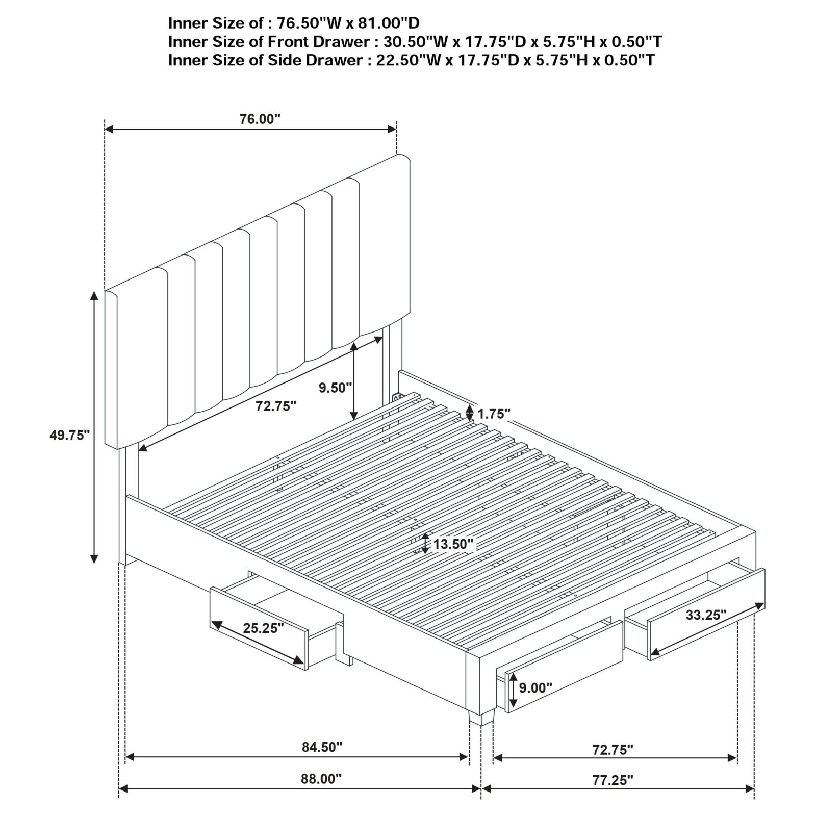 Wheatland 4-drawer Upholstered Eastern King Storage Bed Brown - Image 12