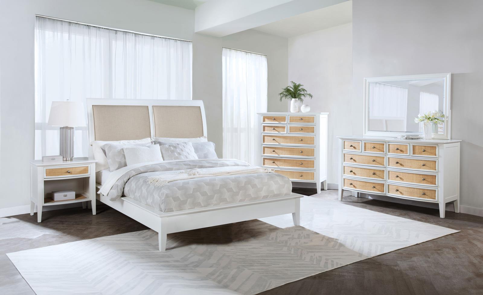 Bexhill 56-inch Upholstered Eastern King Panel Bed White - Image 13