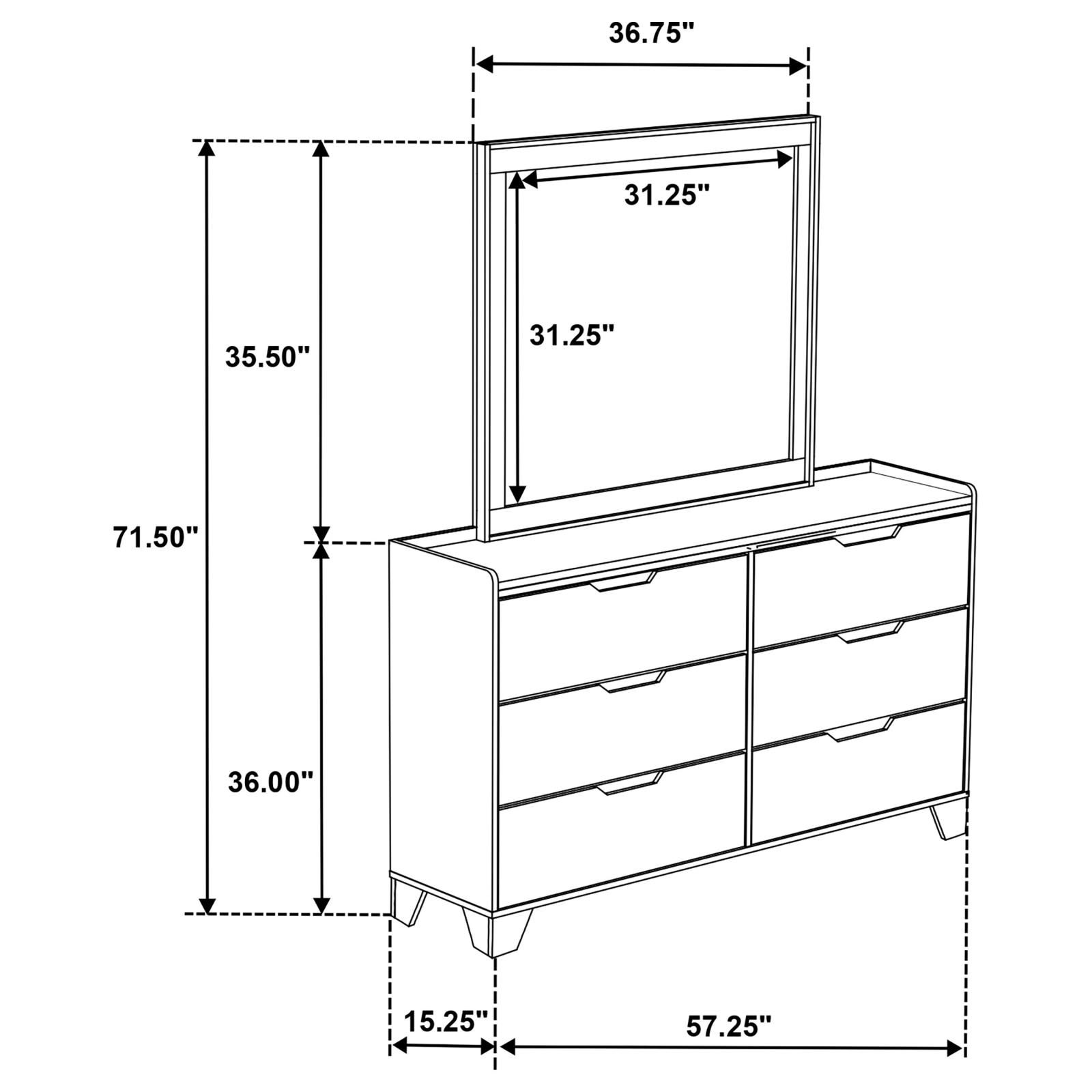 Henderson 6-drawer Bedroom Dresser with Mirror Medium Oak - Image 12