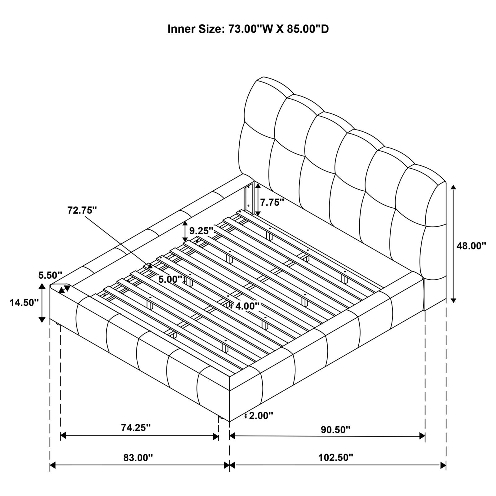 Nollet 48-inch Upholstered California King Platform Bed - Image 9