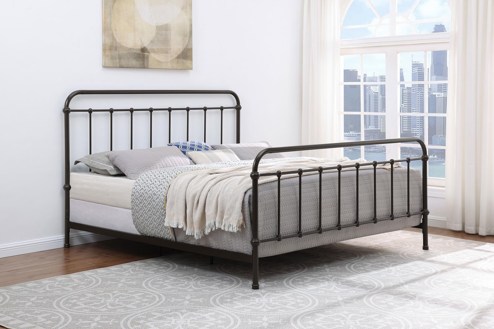 Livingston Metal Eastern King Open Frame Bed Dark Bronze - Image 2
