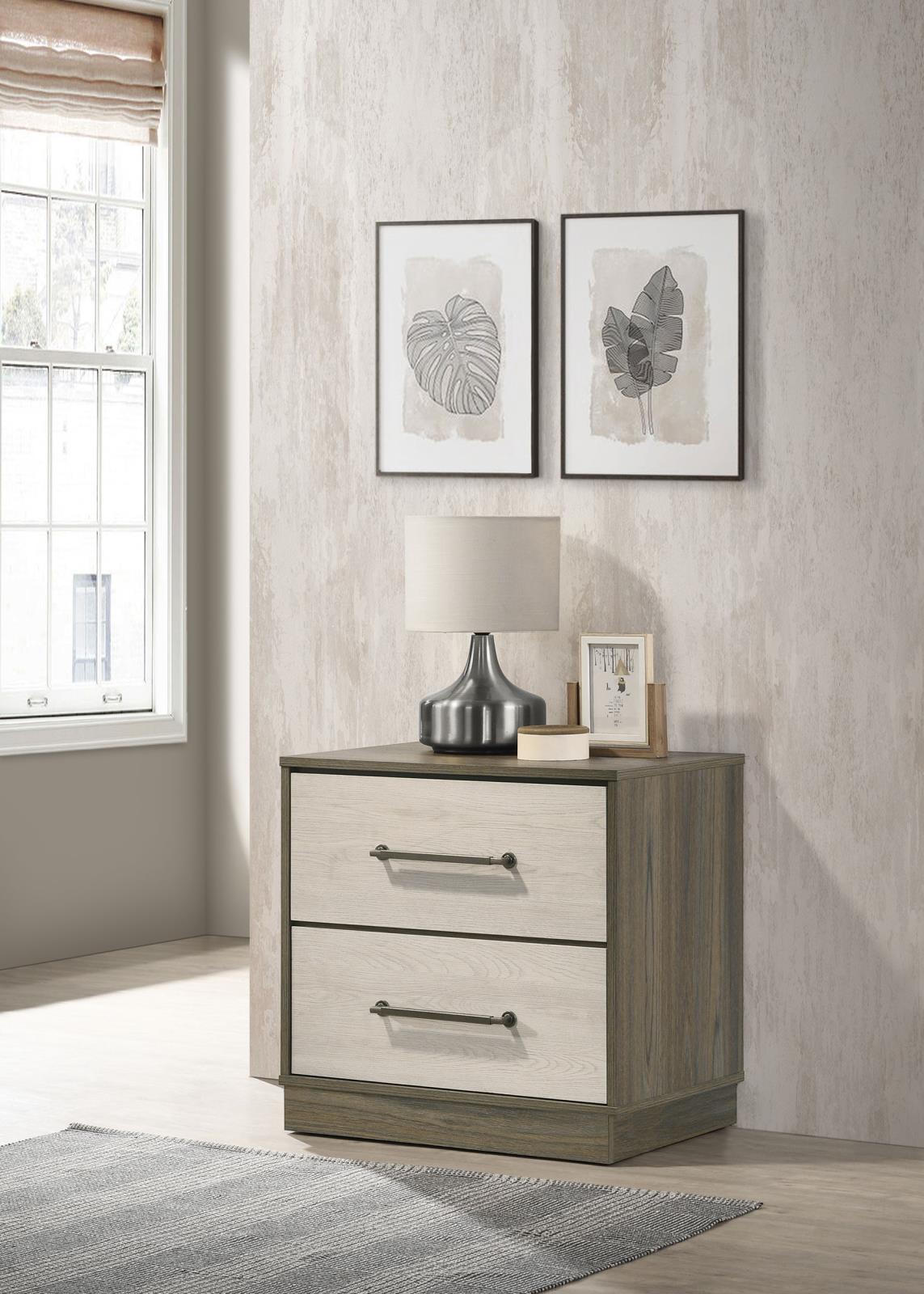 Fenwick 2-drawer Nightstand Bedside Table Grey Oak - Image 2