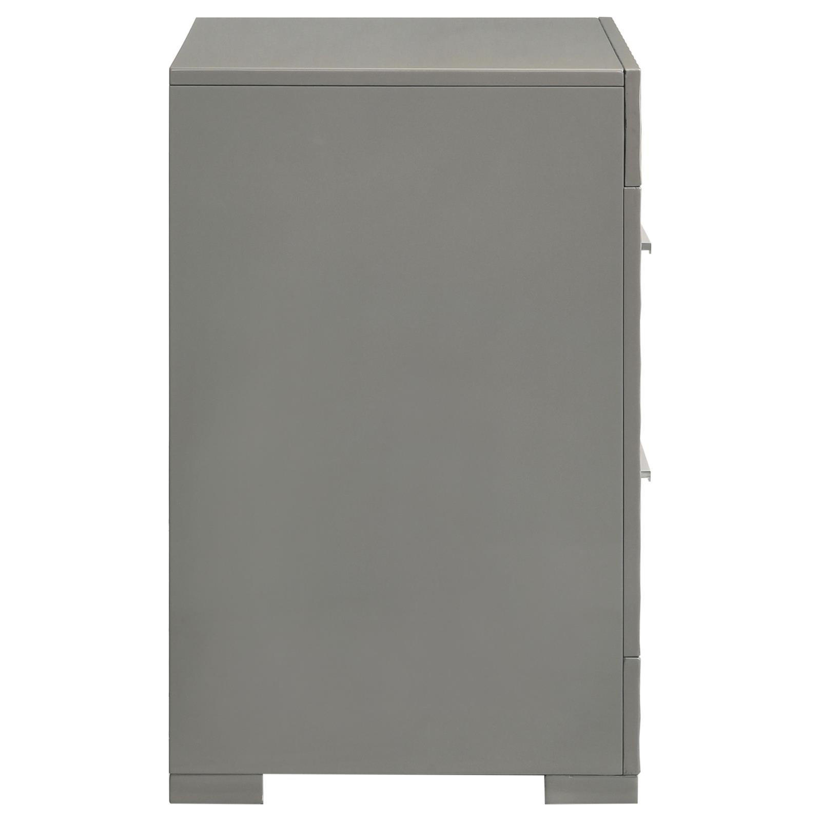 Ives 2-drawer Nightstand Bedside Table Grey High Gloss - Image 9