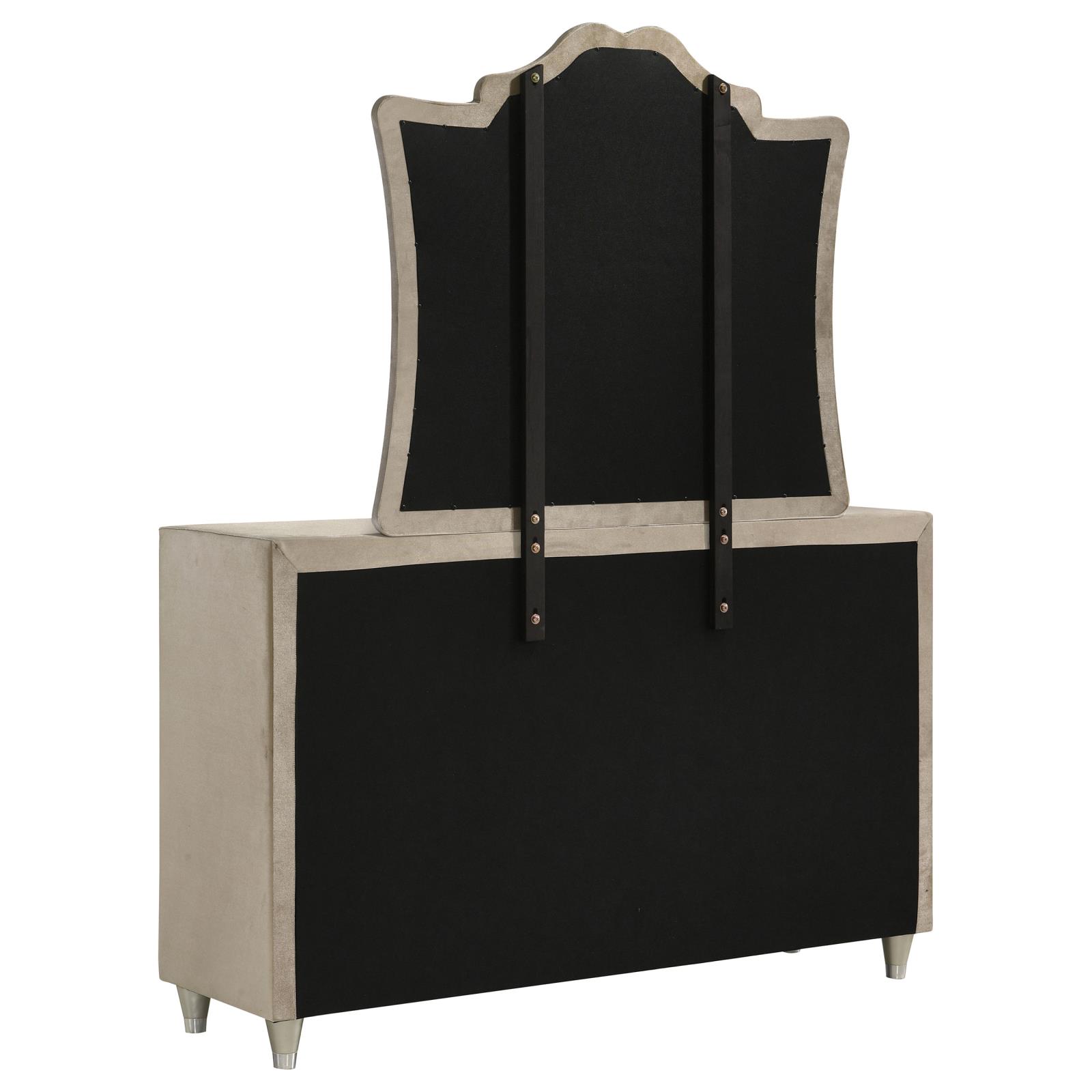Antonella 7-drawer Upholstered Dresser with Mirror Ivory - Image 6