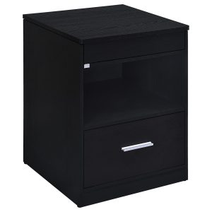 Fabre 1-drawer Extendable Top Nightstand Bedside Table Black Ash