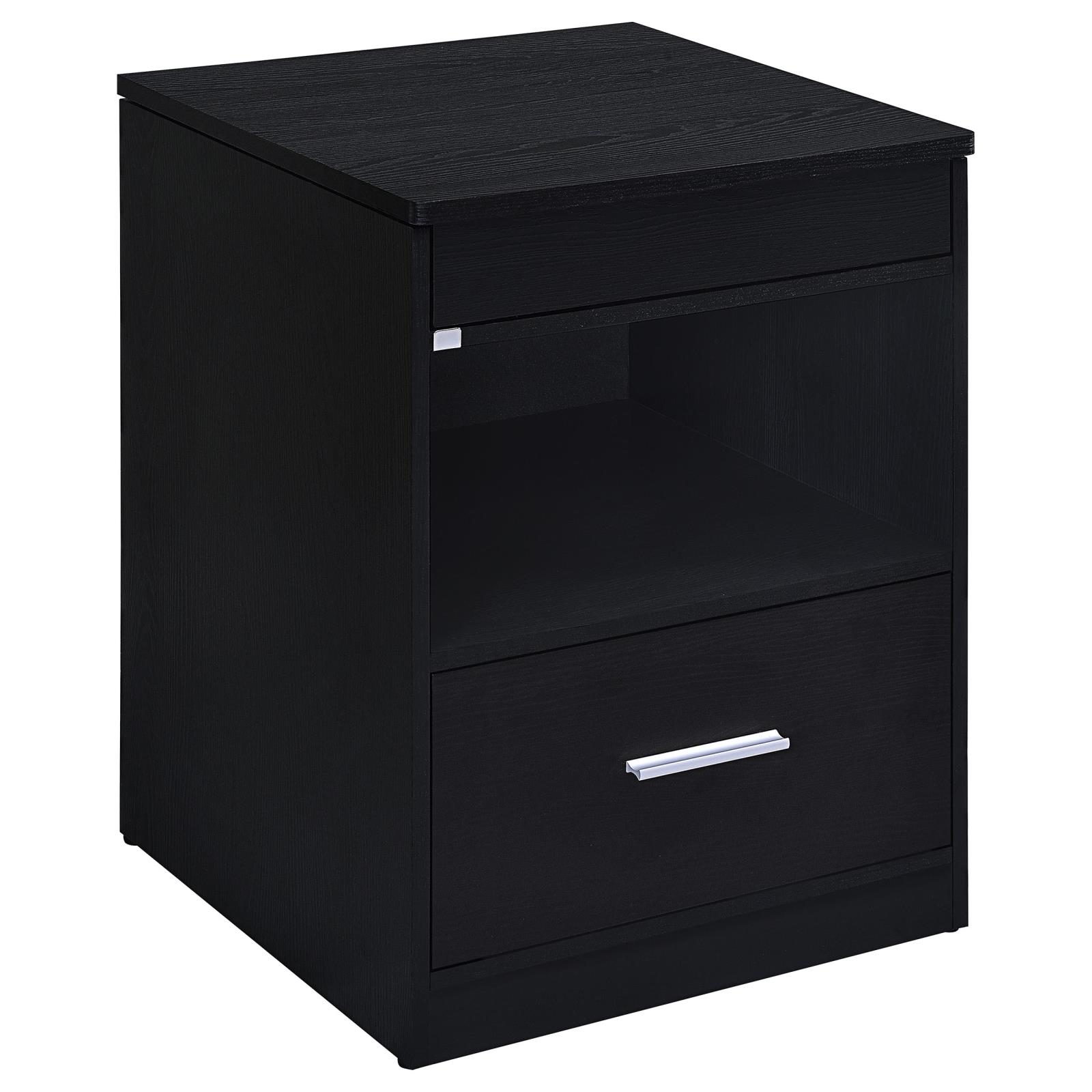 Fabre 1-drawer Extendable Top Nightstand Bedside Table Black Ash