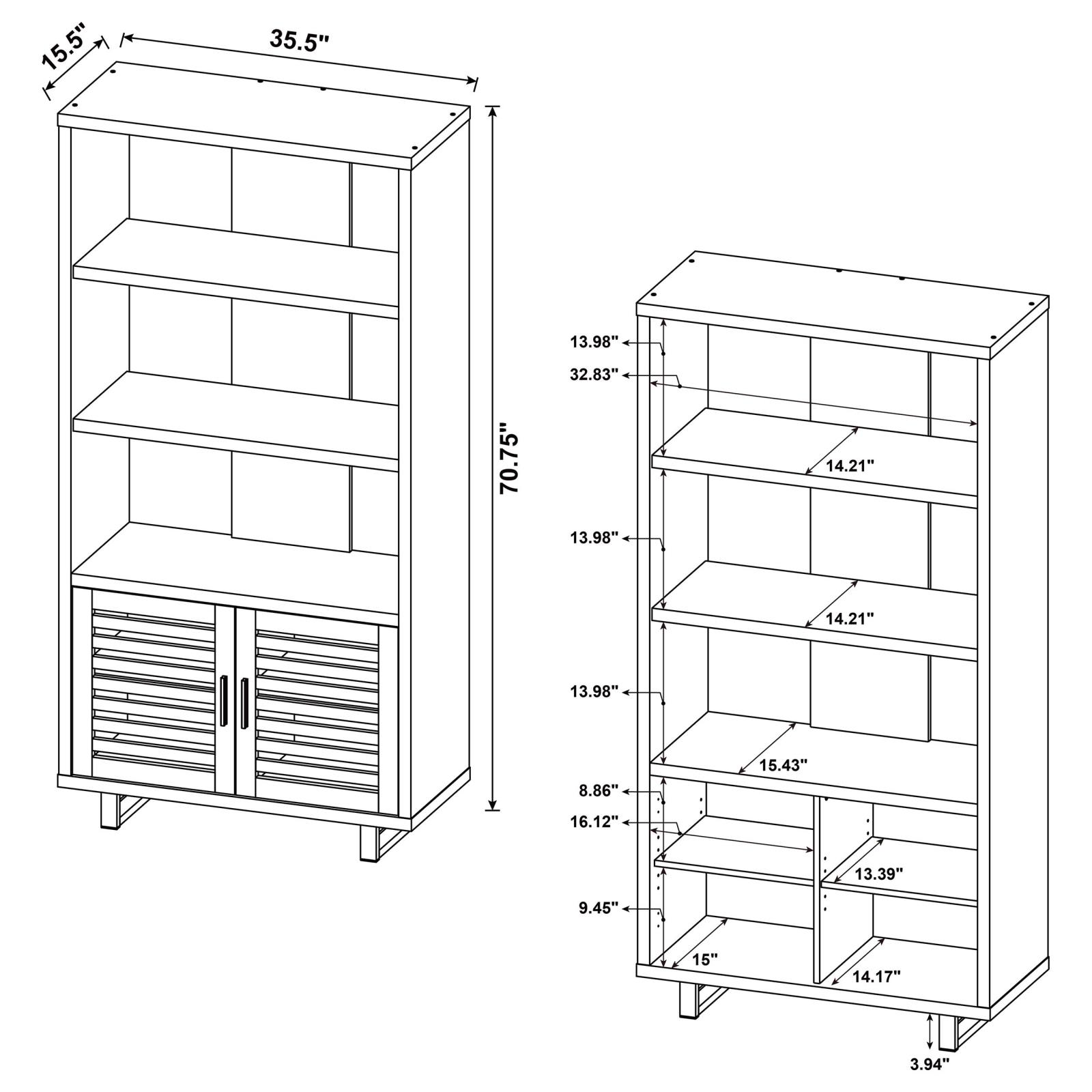 Maddox 71-inch 5-shelf Cabinet Bookcase Walnut - Image 12