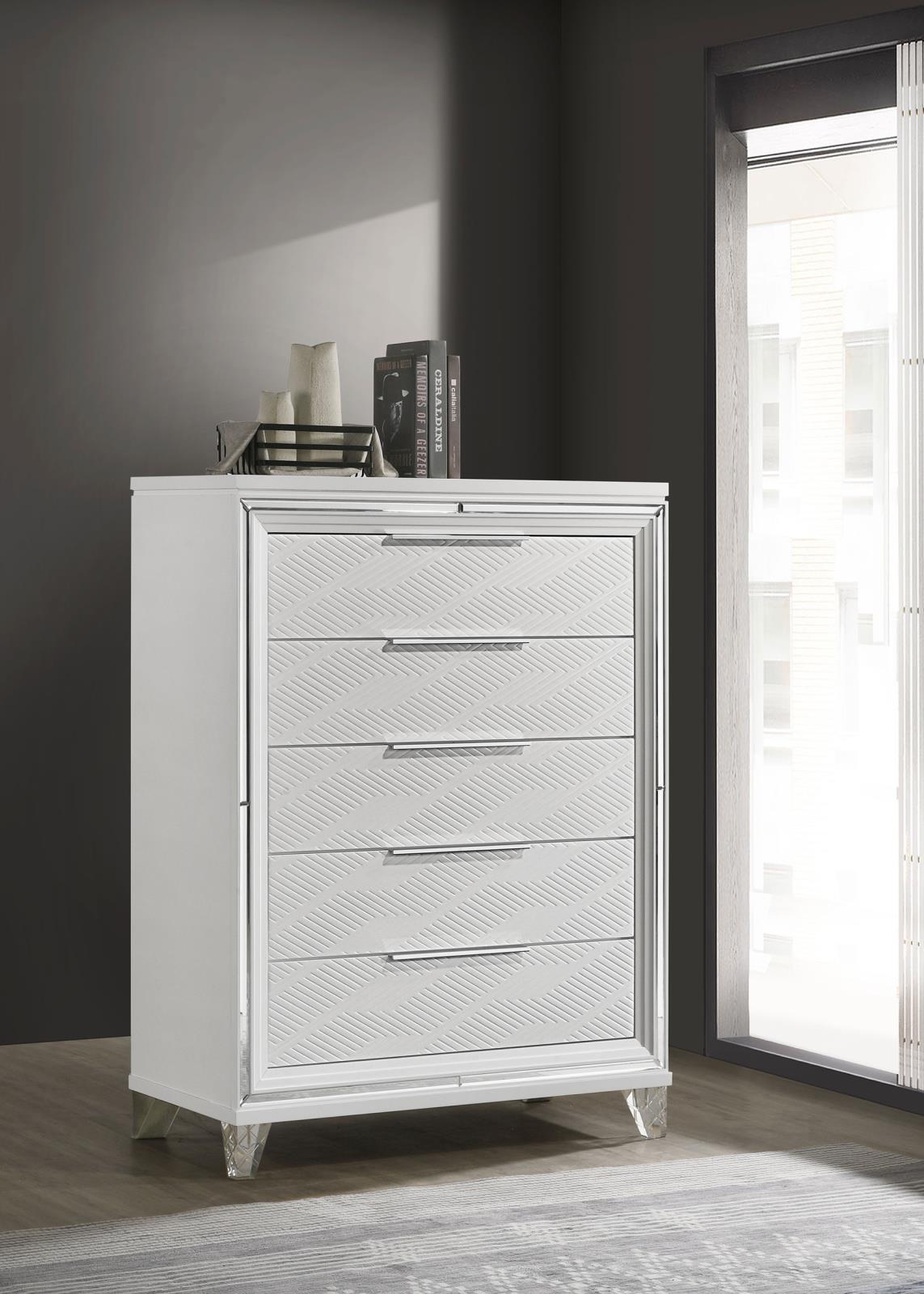Marmore 5-drawer Bedroom Chest of Drawers White - Image 2