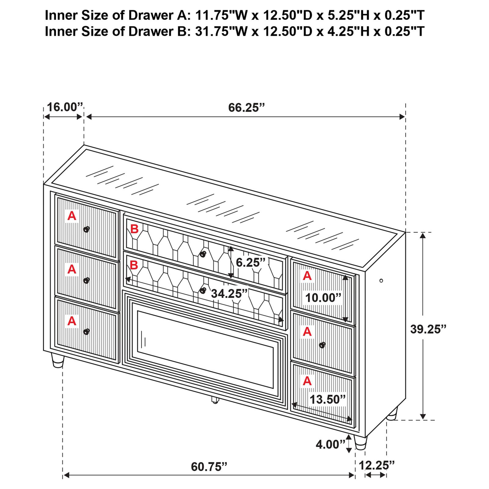 Lorient 8-drawer LED Bedroom Flame Box Dresser - Image 16