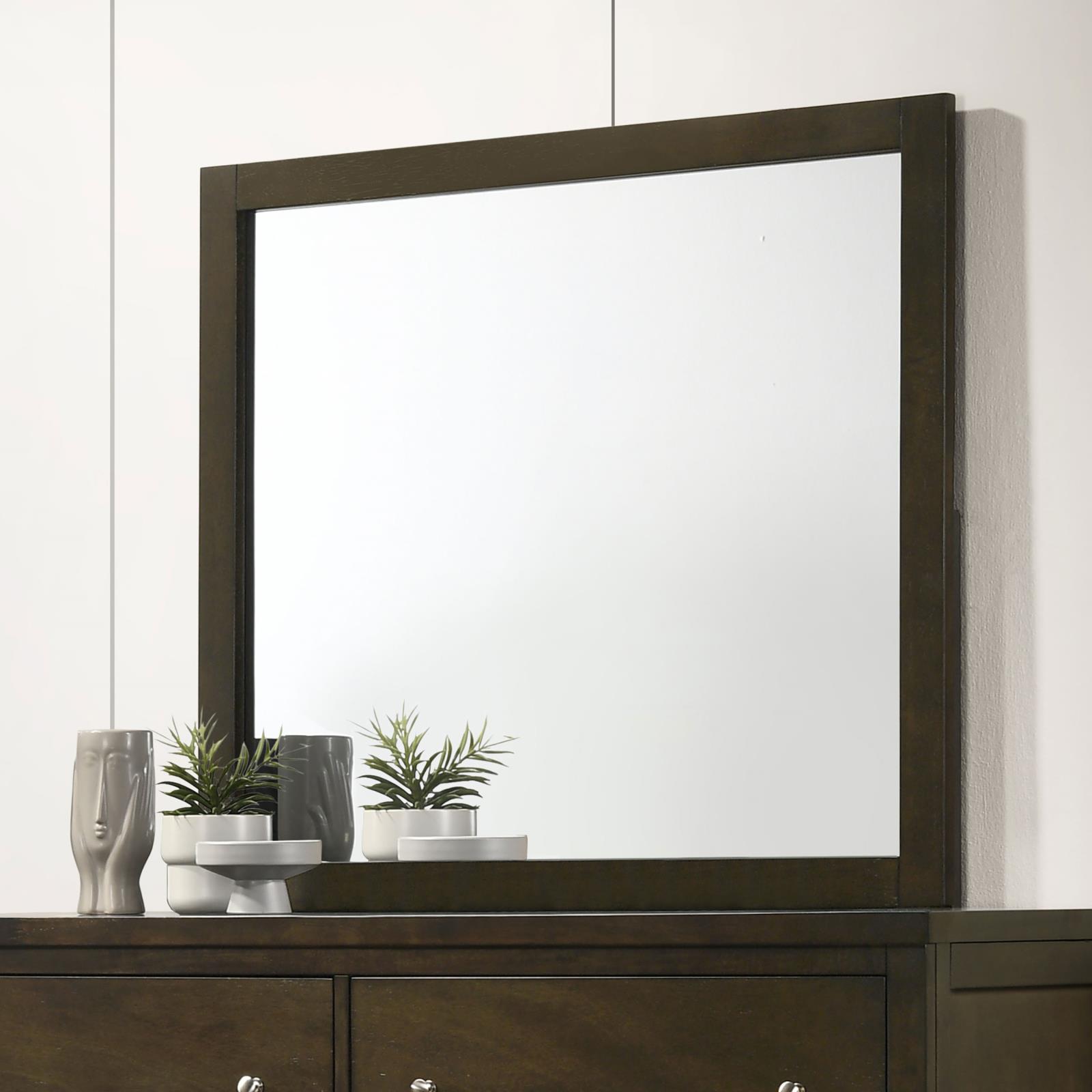 Wilkes Transitional Rectangular Wood-Framed Dresser Mirror Dark Cocoa - Image 2