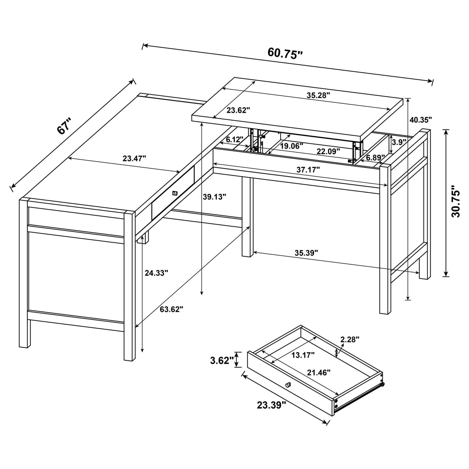 Hogan 1-drawer Lift Top L-shape Computer Writing Desk Mango - Image 10
