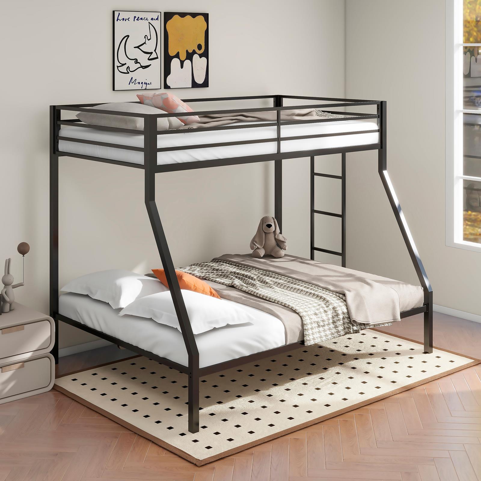 Alevera Metal Twin Over Full Bunk Bed with Ladder - Image 2