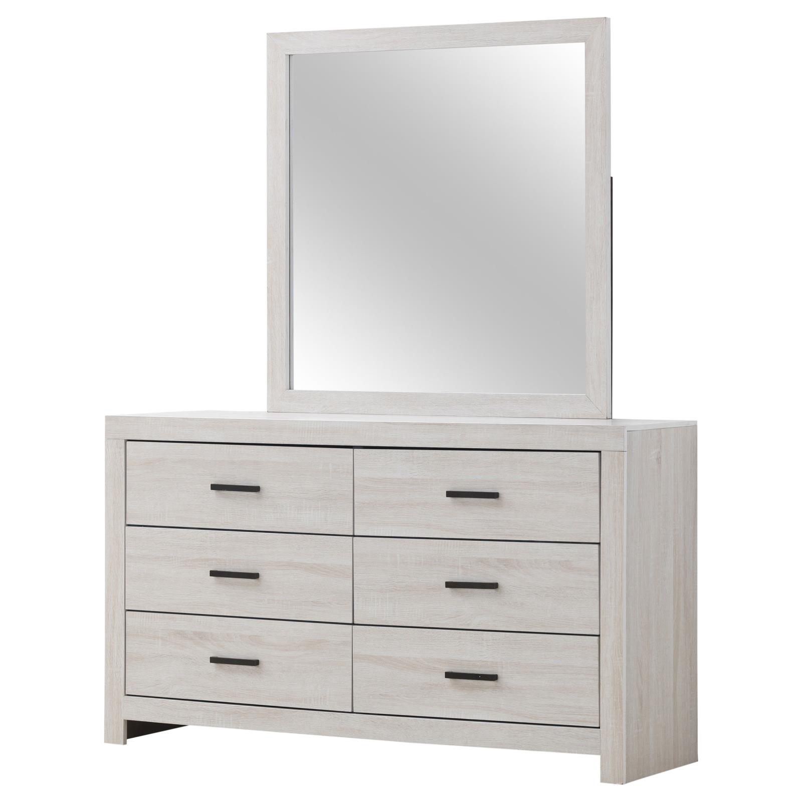 Brantford 6-drawer Dresser with Mirror Coastal White - Image 4